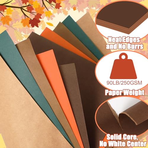 JULBEAR Autumn Cardstock, 5 Colors 180gsm 8.5x11\" Fall Colorful Pastel Printer Construction Paper for Kids Scrapbook School Office Printing DIY Craft, Card Making Greeting Cards Birthdays 30 Sheets