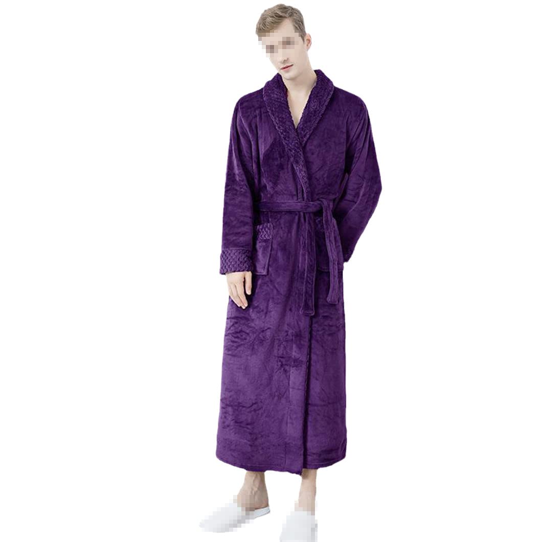 keusyoi Zimowa męska bielizna nocna pogrubiona flanelowa kimono szlafrok bielizna nocna damska na co dzień miękka koszula nocna z polaru szlafrok domowy