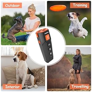 New 2024 Bark Deterrent Device for Dogs, Professional Ultrasonic Tool for Dog Training, Alternative to Bark Collar, 2 Ultrasonic Modes with LED Flashlight, Adjustable & Rechargeable (Travel)