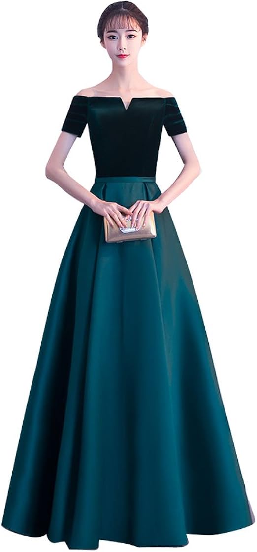 Amazon Co Jp 撮影用 ブラック 緑 謝恩会 結婚式 ロングドレス 二次会 ドレス 花嫁 ウェディングドレス パーティー V ネック サテン 気質 ロングドレス 服 ファッション小物