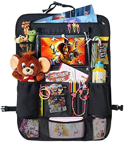 XBRN Car Backseat Organizer with Tablet Holder for Kids and Toddlers (24" x 19") , Seat Back Protector, Kick Mat, Car Organizer -Insulated Thermal Pockets, Strong Buckles