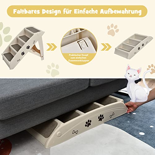 Hundetreppe Costway 4-stufige Haustiertreppe für Hunde und Katzen