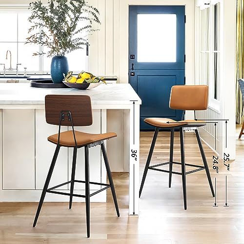 Barstools Set Of COLAMY 25 Inch Modern Wooden Bar Stools