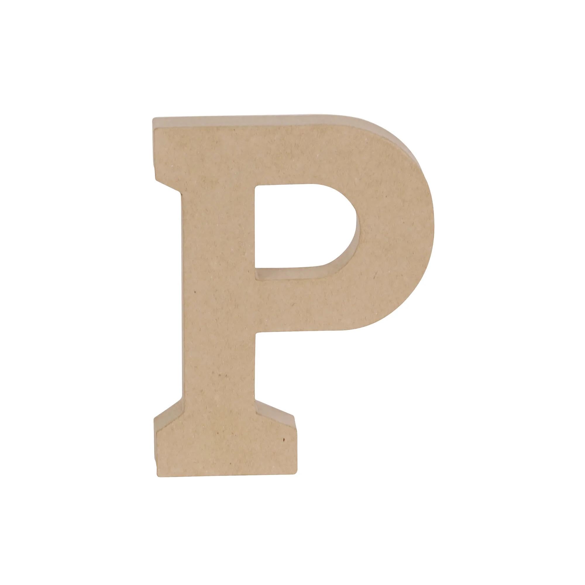 Décopatch AC867Cpack - Un Lot de 3 Supports en Papier brun mâché 15,3x2,5x20 cm, Lettre Majuscule P