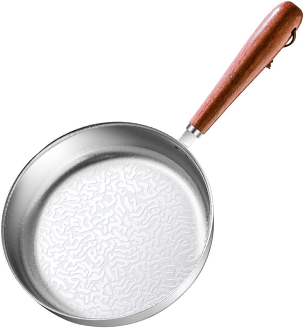 304 Stainless Steel Frying Pan, Nonstick for mini Skillet with Snowflake Pattern, Flat Bottom Cookware for Eggs, Steak, Stir Fry, for Home Kitchens and Camping Use(16cm)