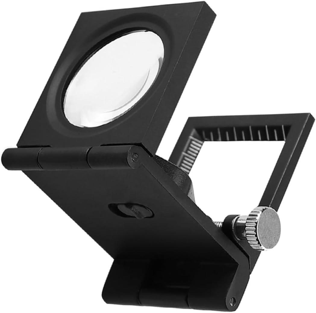 PRETYZOOM 30mm 10x Tri-fold Jewelry Magnifying Glass with Built-in Pointer, Desktop Reusable Loupe for Jewelry Appraisal and Craftwork