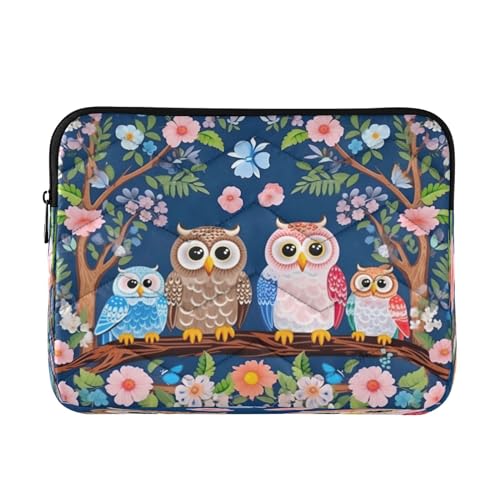 Funda para portátil de 13-14 pulgadas con diseño floral búhos miniatura 1
