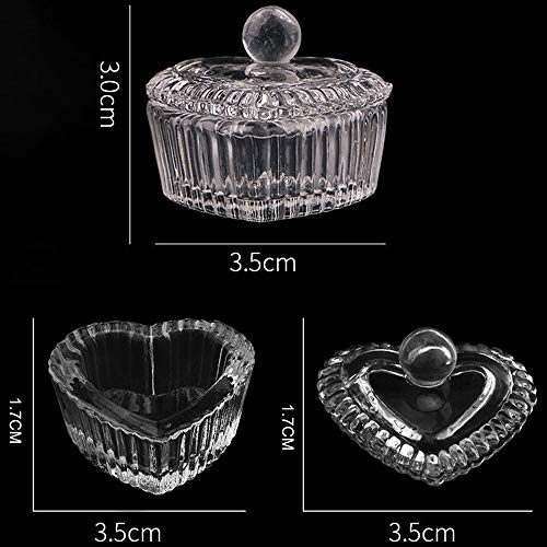 Kalolary Herz Dappen Schale, 2 Stück Nail Art Klarglas Tasse Dappen Dish Glas Clear Bowl für Acryl Flüssigkeit Pulver… – Bild 3