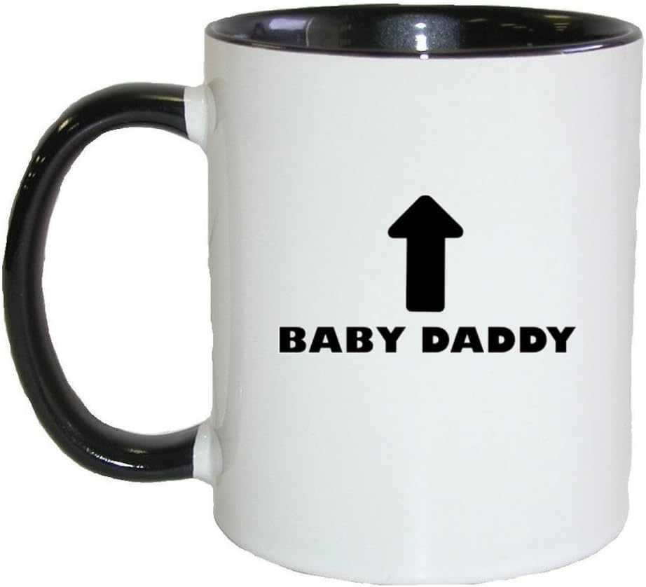 Mashed Mugs - Baby Daddy (Up Arrow) - Coffee Cup/Tea Mug (White/Black)