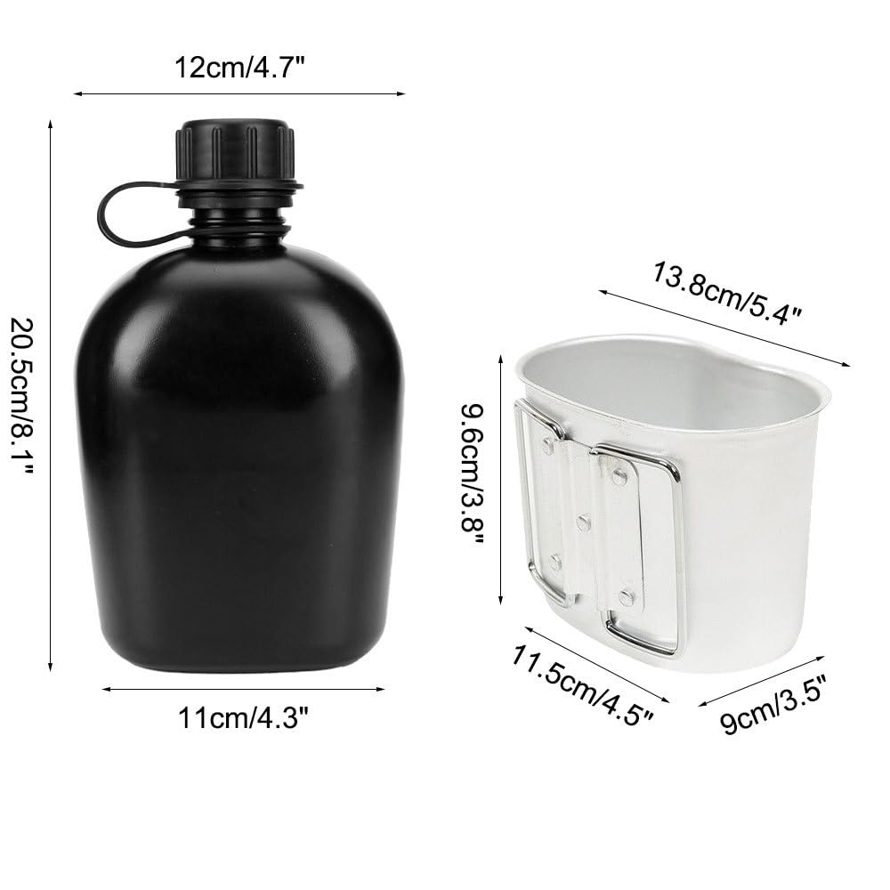 Tazza da Campeggio, Set di borracce in Alluminio, bollitore for Acqua Portatile da 4 Litri, Kit Borraccia Militare
