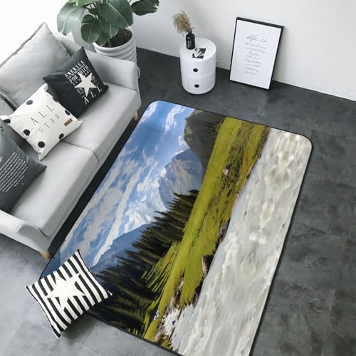 Alfombra antideslizante HJFCZH 80x58 con estampado de montañas de nieve 5