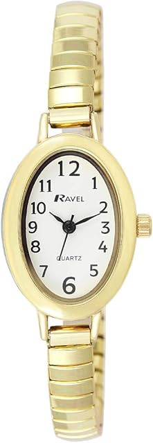 Ravel Women's Petit Oval Watch on Stainless Steel Expandable Bracelet