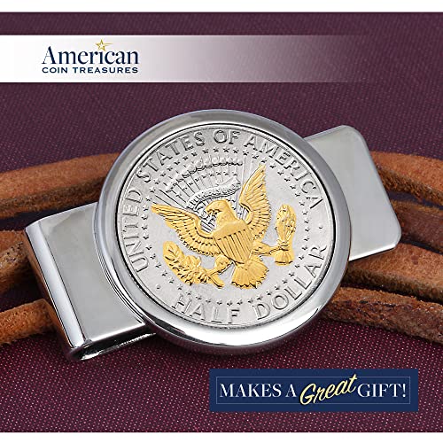 American Coin Treasures Silver-Layered Presidential Money Clip - Elegant Jfk Half Dollar Gold Tone Coins For Cash And Bills | Comes With Certificate Of Authenticity #TOP2