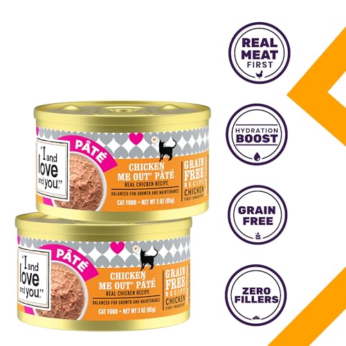 Image of I and love and you Wet Cat Food - Chicken Me Out Pate - Chicken Recipe, Grain Free, Filler Free, 5.5oz Pack of 12 Cans