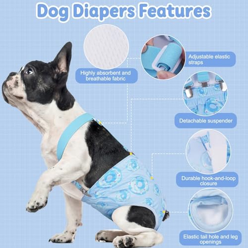 Image of Reusable Female Dog Diapers with Suspender, Washable Dog Period Panties, Highly Absorbent Female Dogs Diapers for Heat Incontinence, X-Large