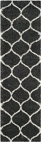 Image of Handwoven Microfibre 3D Rug for Living Room (Dark Grey & Ivory Moraccan, 2 X 8 Feet (Runner), Microfibre)