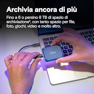 Crucial X10 SSD Esterno 2TB, Fino a 2100 MB/s, USB-C 3.2 Gen2, IP65 Resistenza ad Acqua e Polvere, Hard Disk Esterno, Blu Opaco - CT2000X10SSD9-02