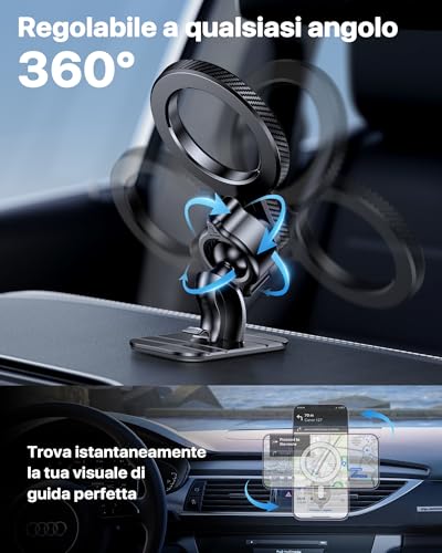 Miracase Porta Cellulare Auto Con Magsafe【Potente Magnetico】Supproto Telefono Auto Magnetico【Gancio In Metallo】Porta Telefono Auto Per Il Cruscotto & Presa D'aria Di Auto Compatibile Con Smartphones - 7