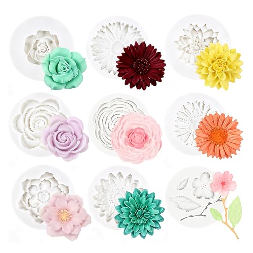 9 Stück Silikonform Blumen 3D Daisy Blume Silikonformen Gießformen Kerzen Formen Silikon Kerzenformen Zum Gießen für DIY Kerzens Seifen Gipsharzhandwerk