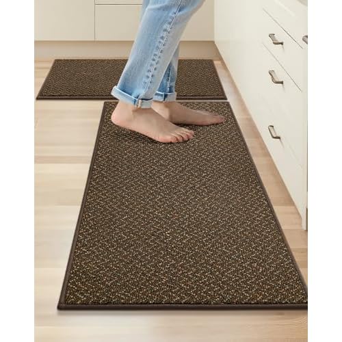 Cosy Homeer 2-Piece Non-Slip Kitchen Mats, Brown