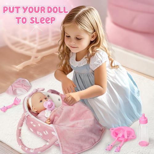 Set de muñeca bebé suave de 12 pulgadas con accesorios miniatura 5