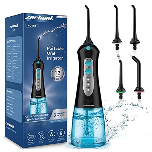 Cordless Water Flosser Teeth Cleaner, [NEWEST 2020] High Pulse Rechargable Portable Oral Irrigator For Travel, Braces & Bridges Care, IPX7 Waterproof With 6 Interchangeable Jet Tips, Black