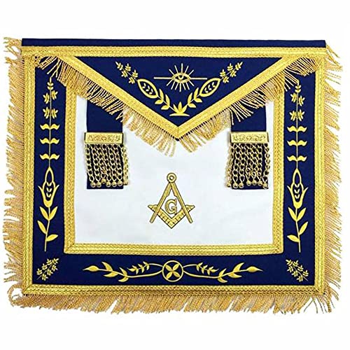 Bricks Masons Masonic Blue Lodge G Master Mason Gold Machine Embroidery Apron (Synthetic,Machine Embroidery)