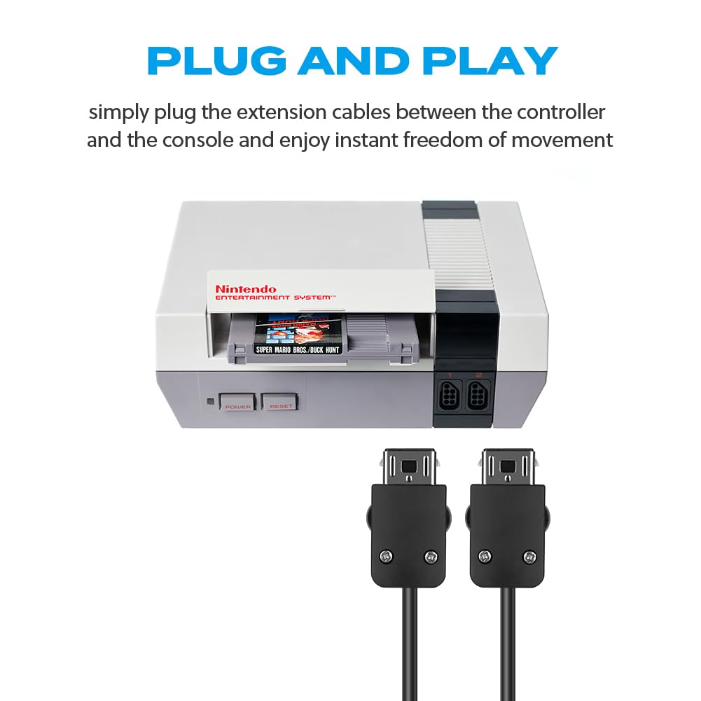 AXFEE 2 Piezas Cables de extensión Aplicabilidad con Nintendo NES Classic Mini Edition Controlador, 3 m Cables Extensibles para Wii Remoto y Wii Nunchuck Controlador, Negro