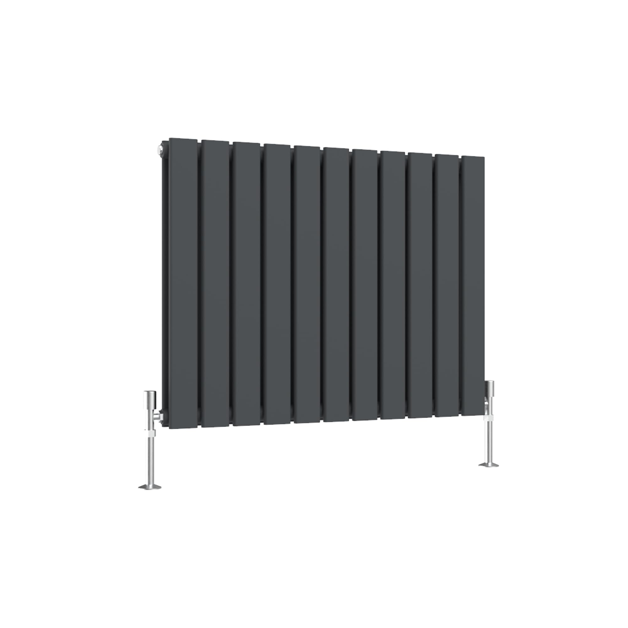 SLINE SANITARY Anthracite Flat Panel Designer Radiator 600x748mm Horizontal Double Column Wall Mounted Central Heating Radiator for Bathroom & Living Room
