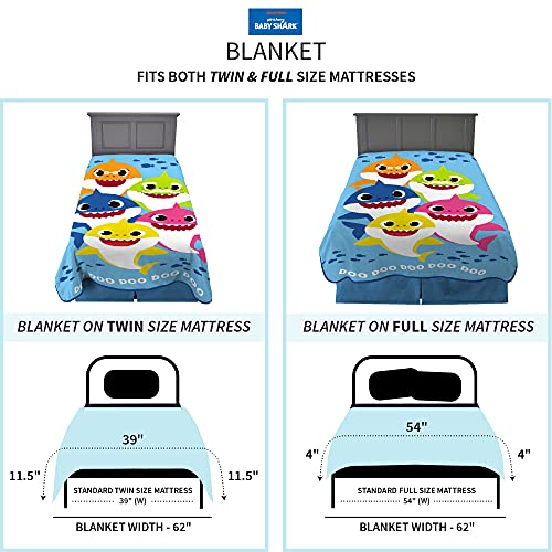 Franco Kids Bedding Super Soft Plush Micro Raschel Blanket, 62 In X 90 In, Baby Shark #TOP3