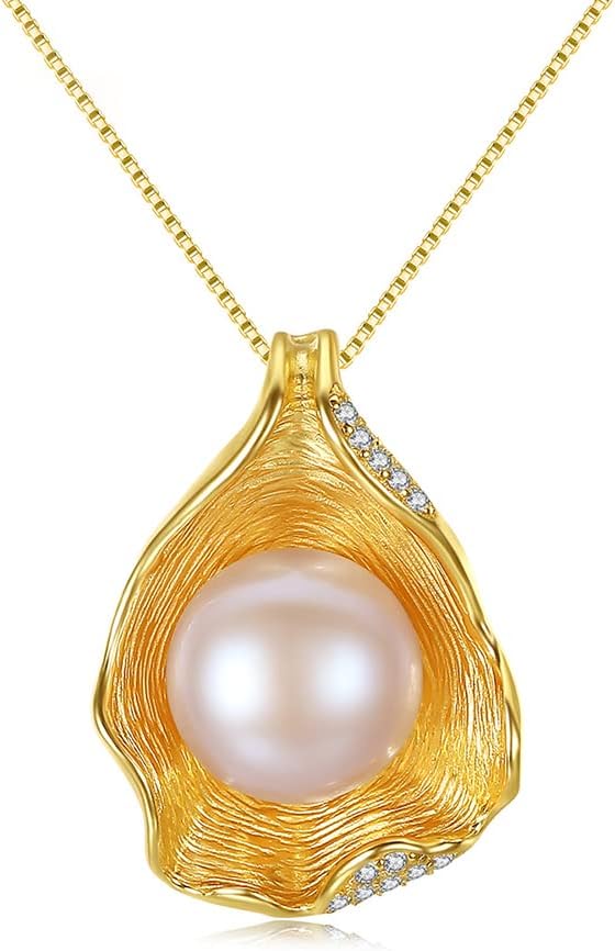 Pearl Necklace Genuine Freshwater Cultured 8-9mm Pearl Pendant Necklaces Sterling Silver for Women Fine Jewelry Gifts for Women Wife Girlfriend Mother