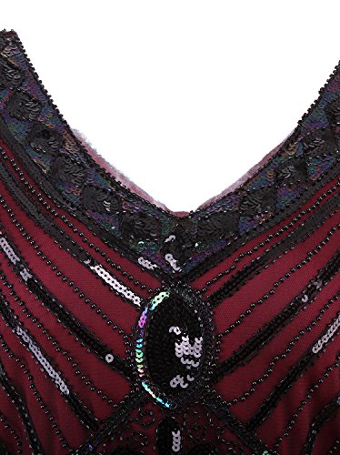 Vijiv Women 1920S Gastby Sequin Art Nouveau Embellished Night Out And Cocktail Dress, Medium, Wine Red #TOP3