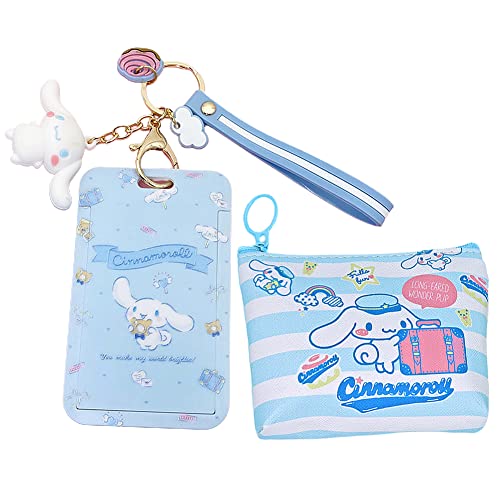 QWEPU Lanyard mit Kartenhalter, Geldbörse cinnamoroll, Cinnamoroll Lanyard, mit Klar Abzeichen Halter Wasserdicht für Schlüssel ID Karte Flugzeug Ticket Cover