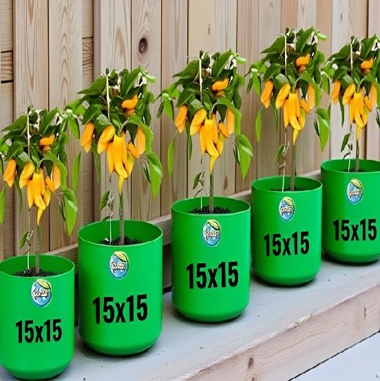 Image of MASHKI HDPE Grow Bags for Home, Terrace & Balcony Gardening - Big Size Vegetable Plant Grow Bags (15x15, 18 inchx18 inch & 24 inchx24 inch - Heavy Duty, UV Stabilized) (5, 15x15 Inches)