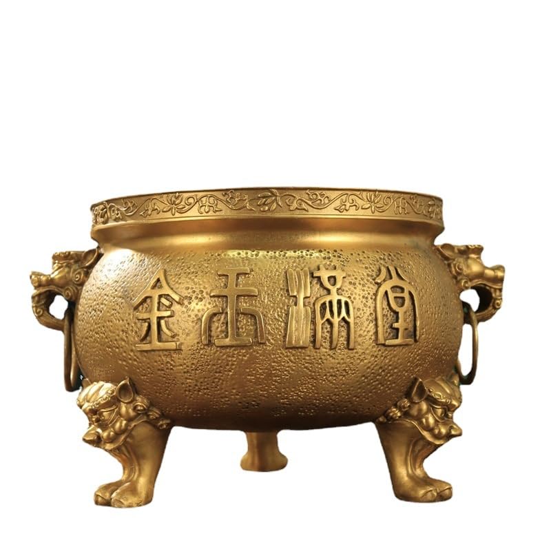 中国古美術・旧蔵鏨刻鍍金の熏香炉・純赤銅・純手作り・高