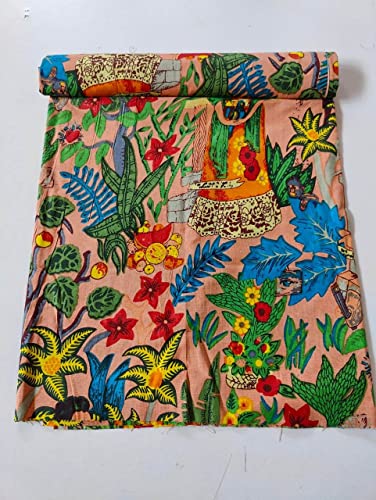 Image of Fashionmart Floral Printed Cotton Fabric Cloth Hand Block Print Fabric Women Material Running Jaipuri Hand Block Printed Women Dress Material Kurtis Natural 44 inch Inches Width 2.5 Meter (Pattern 37)
