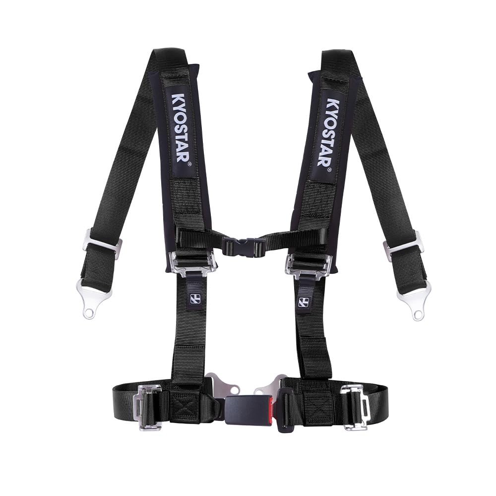 Kyostar 4 Point Harness, 2 Inch with Ultra Soft Heavy Duty Shoulder Pads (8161 Black)