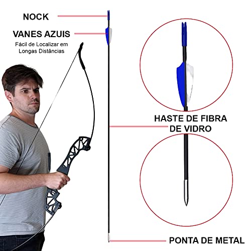 Arco e Flecha Profissional Destro 40lbs Empunhadura de Liga de Alumínio com 5 Flechas de Ponta de Al