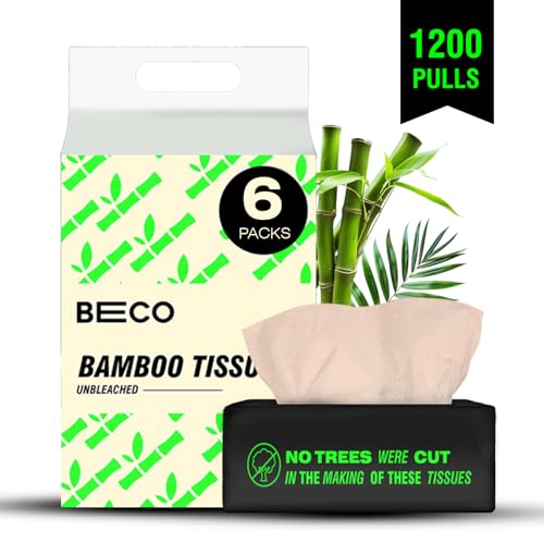 Beco Bamboo Facial Tissue Paper Box-Soft Pack | 200 pulls x 6 packs | Super Soft, Skin Friendly & Highly Absorbent Face Tissue Napkins | Car Tissues | 100% Natural & Ecofriendly | 2 ply-1200 Pulls - Image 2 thumbnail