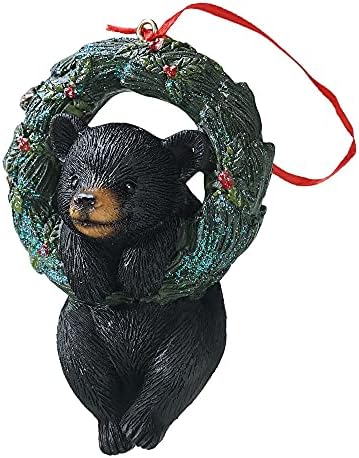 HYFAN Christmas Small Animal Wreath Swing Ornament Hanging Decor for Xmas Tree Home Office Room Decoration with String ( New, Black Bear )