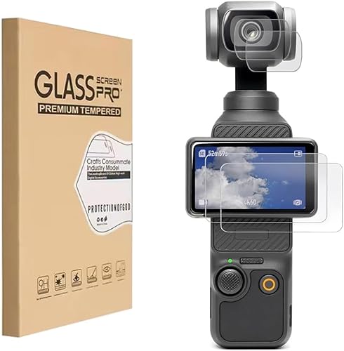 Protector de lente y protector de pantalla para DJI Osmo Pocket 3 Accesorios con 2+2 unidades Cubierta de película de pantalla LCD de vidrio