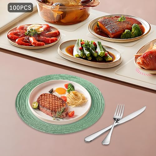 100 platos cargadores verdes redondos de 13 pulgadas miniatura 3