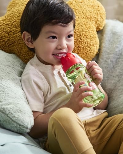 Image of Skip Hop x CoComelon Toddler Sippy Cup with Straw Holds 12oz. BPA-Free & PVC-Free, Tritan Renew Kids Reusable Water Bottle with Flip Straw & Grab-Strap, Age 12m+