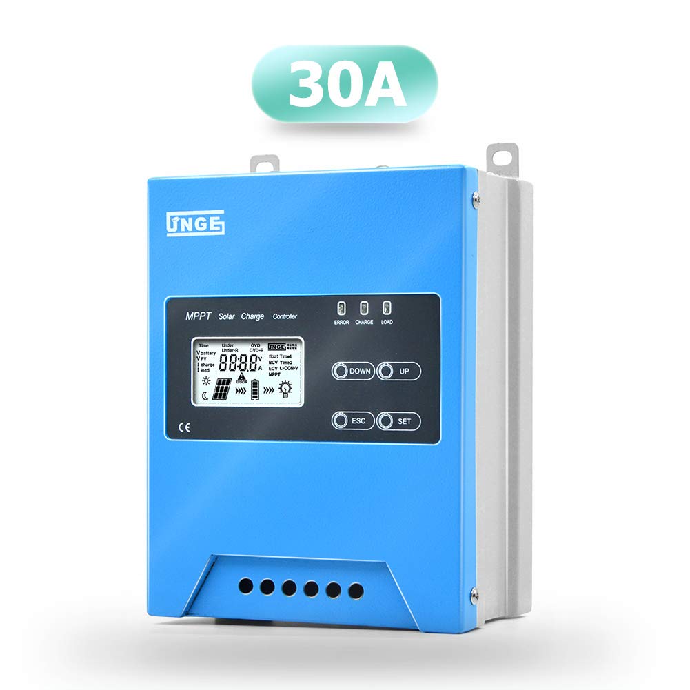 SolaMr MPPT 30A Regolatore di Carica Solare 12V/24V Buck Regolatore di Batteria del Pannello Solare con Display LCD, Sensore di Temperatura, Interfaccia RS485-30A