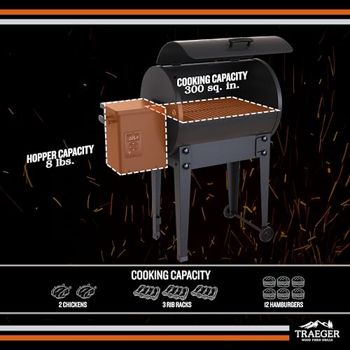 Traeger-Grills-TFB30KLF-Tailgater-20-Portable-Electric-Wood-Pellet-Grill-and-Smoker--Foldable-Legs-6-in-1-Versatility-300-sq-in-Cooking-Space-for-Tailgating-Camping-and-Outdoor-BBQ