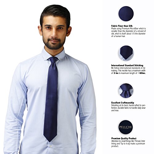 Image of Peluche Modish Navy Blue Colored Microfiber Necktie for Men