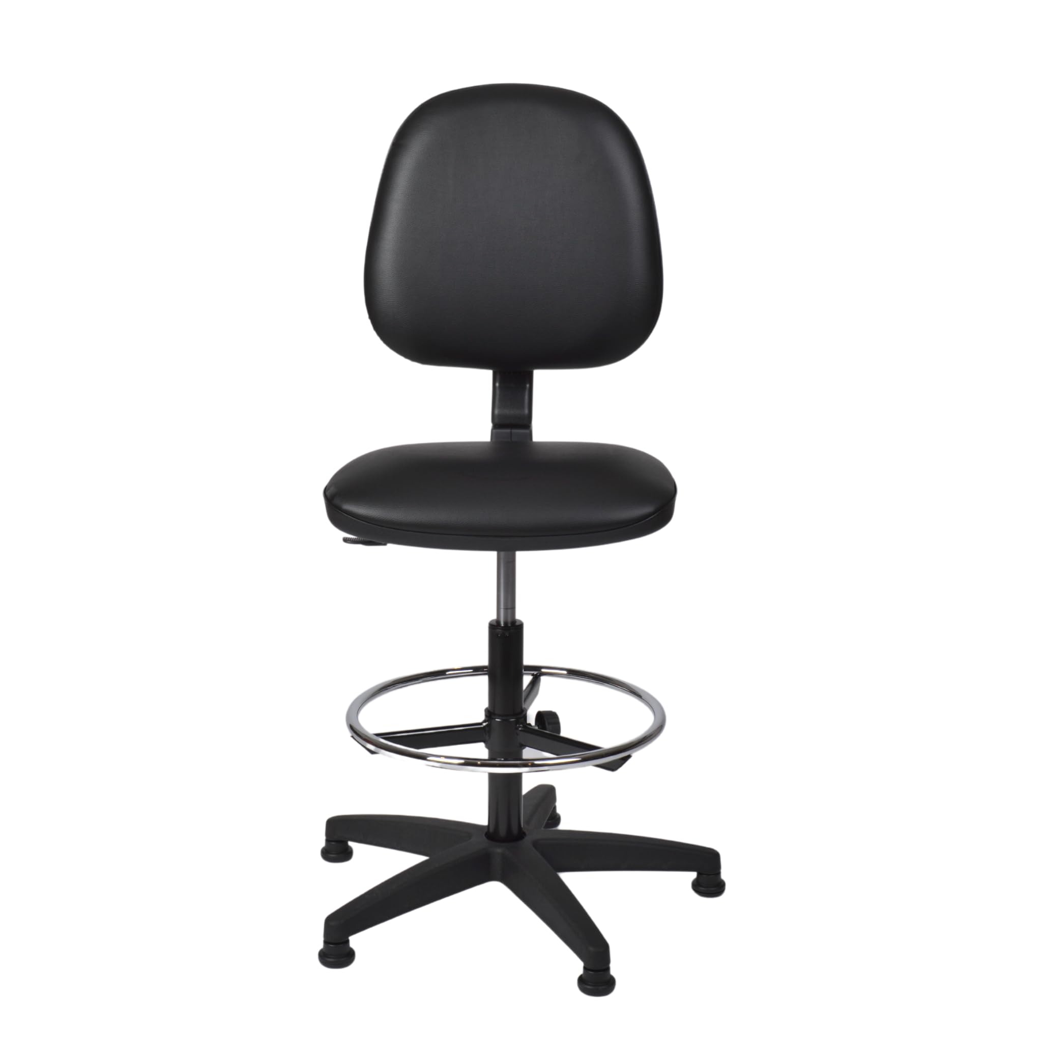 Topsit Büro & More IND211 - Silla de trabajo giratoria, acolchada y tapizada en piel sintética, altura regulable y fácil de limpiar, anillo de pie cromado, base y patas estables