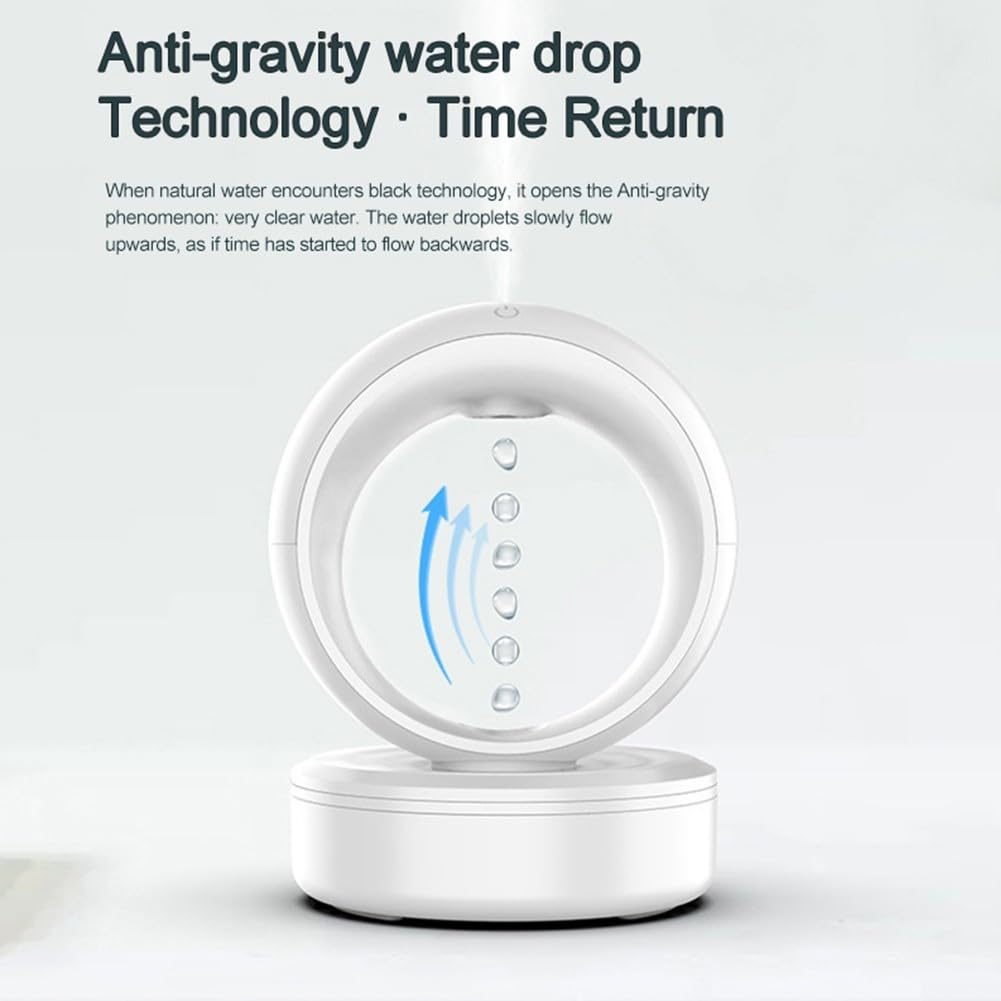 Umidificatore a flusso inverso, 680 ml, nebbia a illusione ottica | Design a illusione ottica, effetto flusso d'acqua inverso, tecnologia nano nebbia, sollievo dell'aria secca