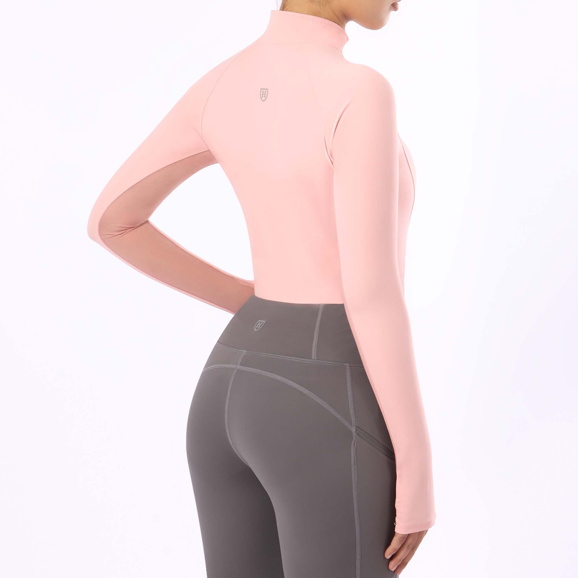 Harrison Howard Top equestre da donna a maniche lunghe, design a mezza rete, top estivo ad asciugatura rapida con scollo alla moda