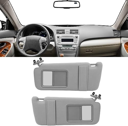 1pair Sun Visor, Left Driver & Right Passenger Side Sun Visor, Car Plastic Sunshade with Mirror - Car Sun Visor Replacement - Makeup Mirror Sun Visor for 2007 to 2011